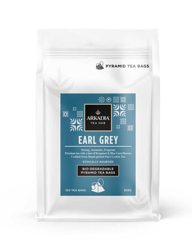 Arkadia Earl Grey Pyramid Tea Bags 300g – 100 Biodegradable Pyramid Tea Bags – Bold Black Tea with Bergamot – Premium Loose Leaf Style – Australian Made
